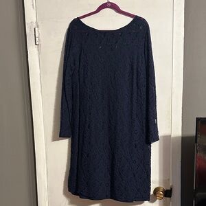 Jessica London Navy Long Sleeve Lace Dress